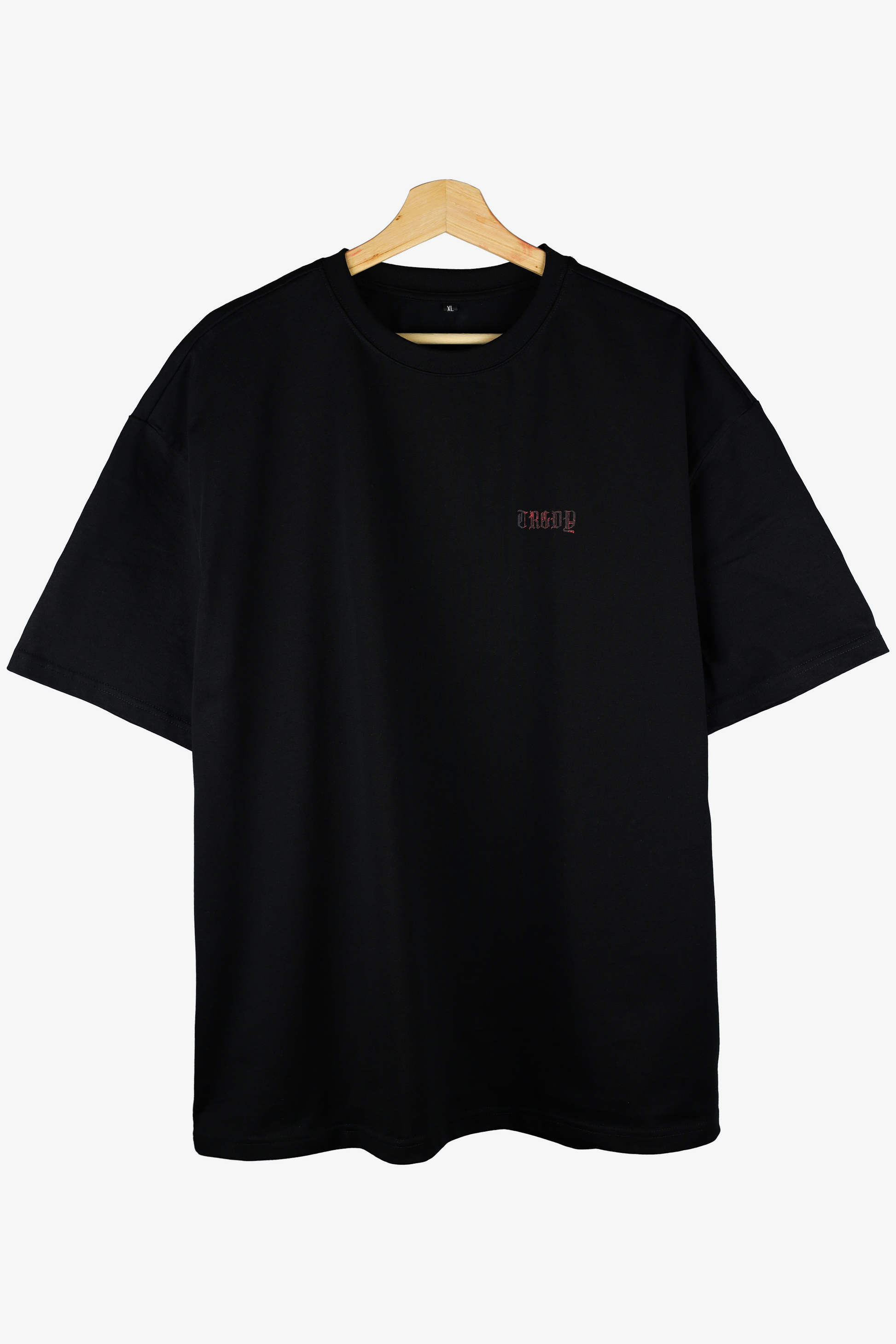 TRGDY “Macabre” baggy oversized tee in black, rear view, gothic graphic t-shirt, 100% cotton premium dark streetwear