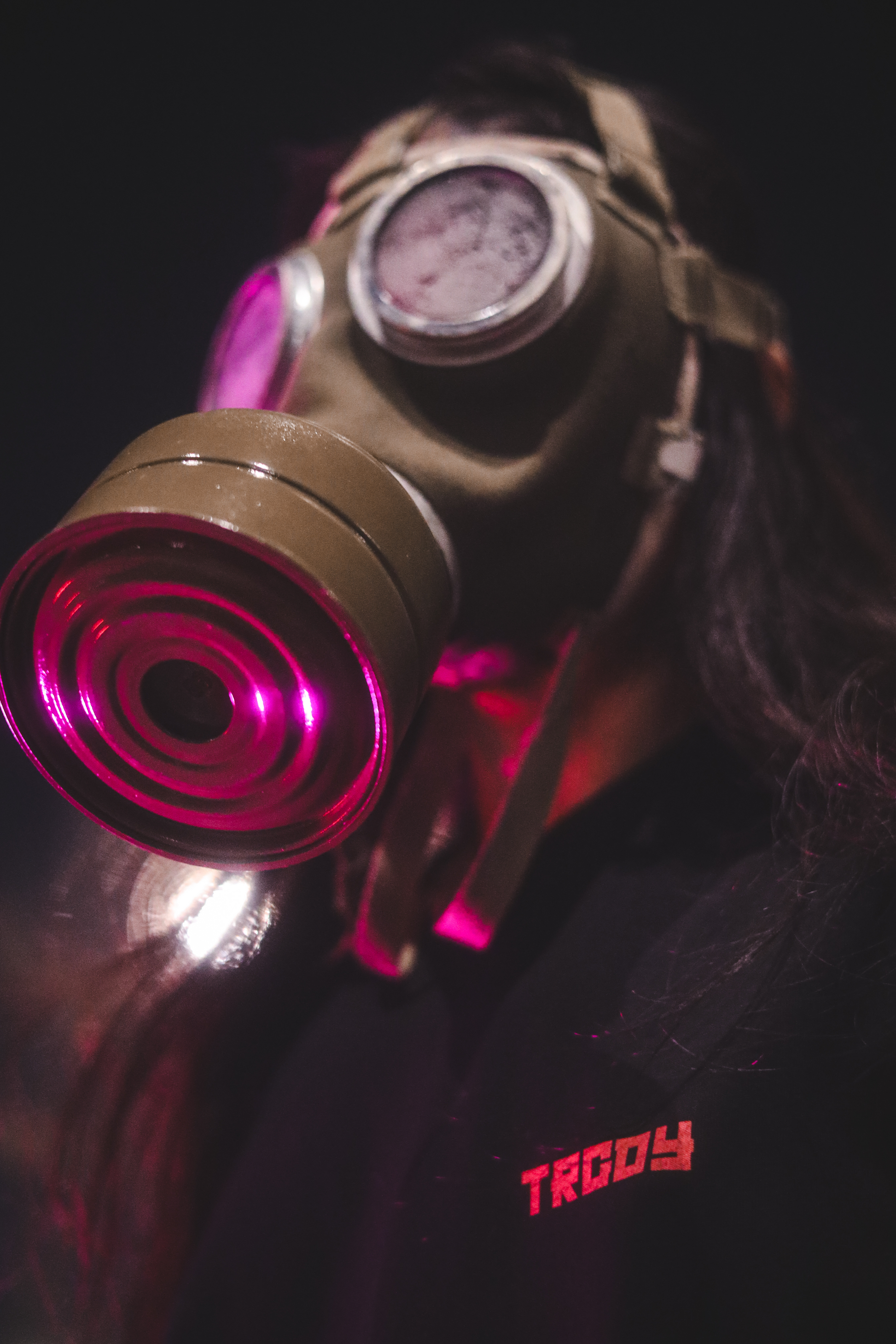 TRGDY “TWS” oversized black tee, rear view with baggy fit, 100% cotton heavyweight dark streetwear shirt