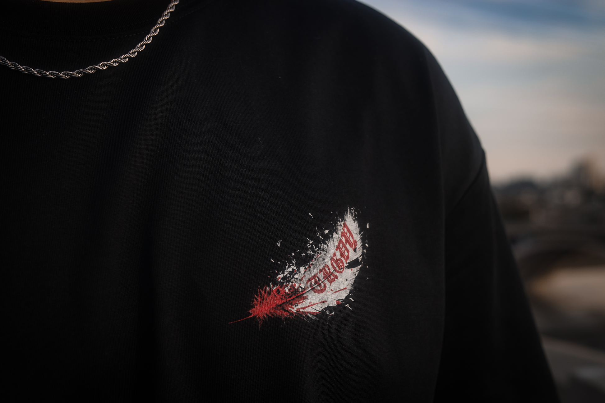 TRGDY “Too Close To The Sun” baggy oversized tee in black, rear view, myth-inspired Icarus graphic, dark streetwear t-shirt